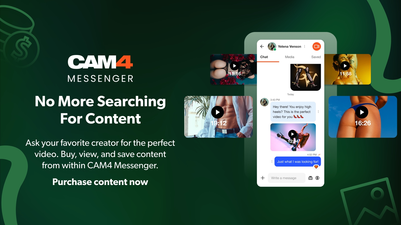 CAM4 Messenger:  Showcasing & Purchasing Content: No More Searching!