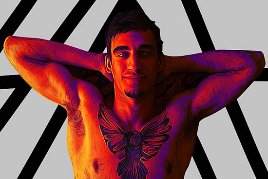 Guy in front of black and white background